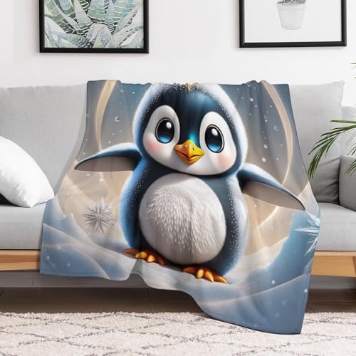 Manta de sofá de pingüino para tardes de cine en invierno y verano 3