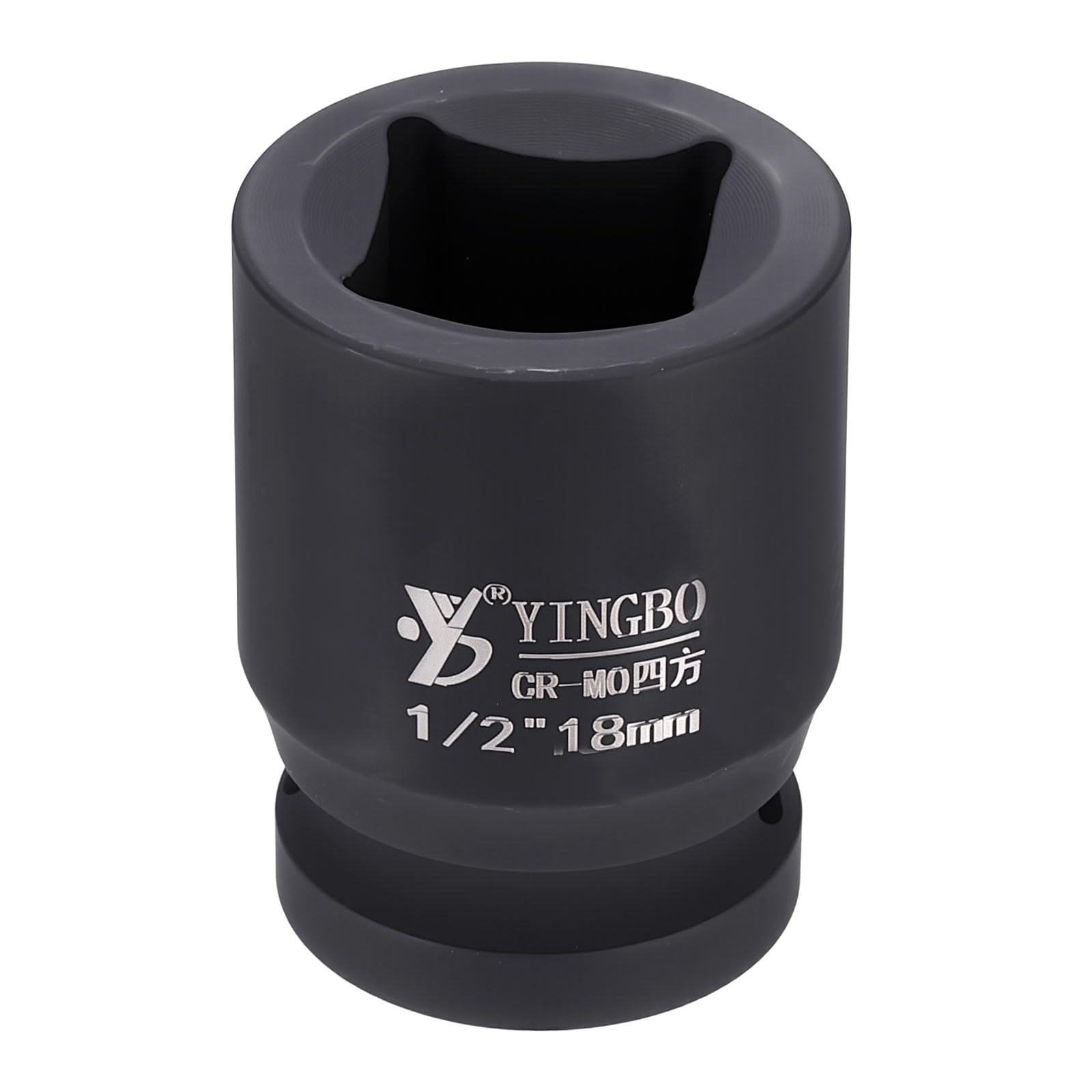 sourcing map 4 Point Square Socket 1/2" Drive 18mm Metric Square Impact Socket 1.8" (45mm) Long 40CR Steel Phosphating Standard Wheel Sleeve Tool for Auto Repair Mechanical Home Use — image 1