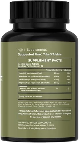 Miniatura 2 de Complejo de glicinato de magnesio Zen - Encuentra tu calma - Hierbas relajantes - Suplemento de magnesio de alta absorción - 90 tabletas, suministro