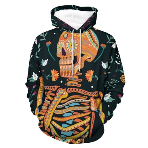 Hoodie squelette de fleurs avec imprimé artistique durable taille S
