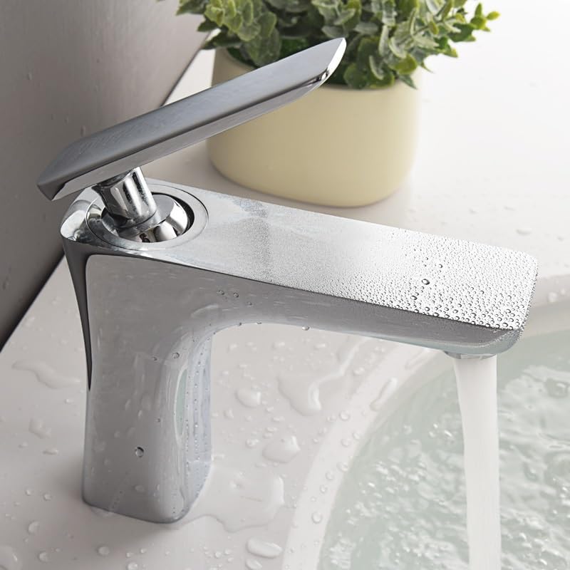 Robinet de lavabo de table en finition chromée pour eau chaude et froide - 3