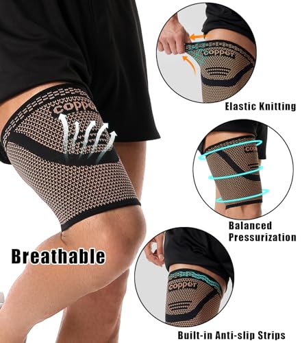 Image of 1 Pair Thigh Compression Sleeve, Hamstring Compression Sleeve for Men and Women, Anti-Slip Upper Leg Sleeves for Recovery, Running, Sports and Workout