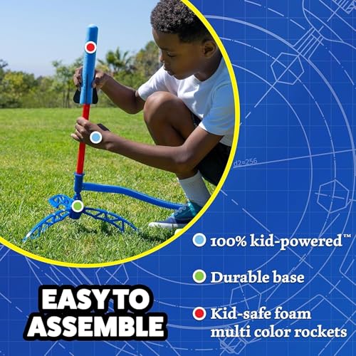 Image of Stomp Rocket The Original Junior Rocket Launcher, 8 Multi-Colour Foam Rockets and Launch Ramp, Mint Gift for Boys and Girls, Age 3+, Outdoor Fun for All Year Round