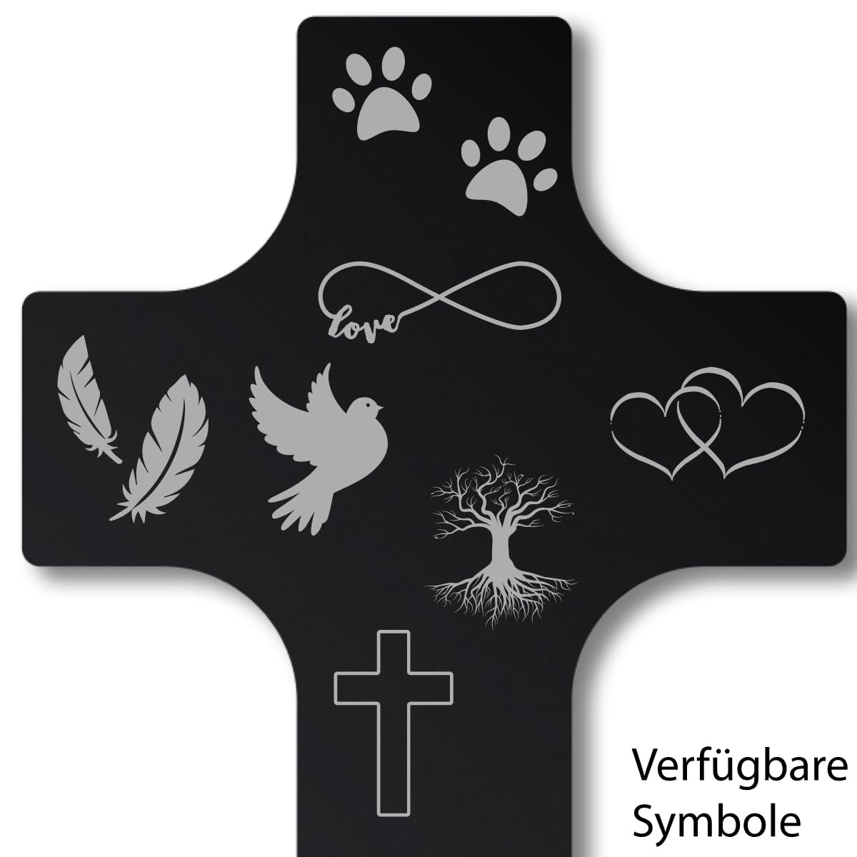 Paule Black Personalisierter Grabstecker Kreuz Grabschmuck mit Foto Gravur - Acrylglas Schwarz Hochglanz 400 x 800 mm - wetterfest für Außenbereich, Mama Papa Oma Opa Steckkreuz