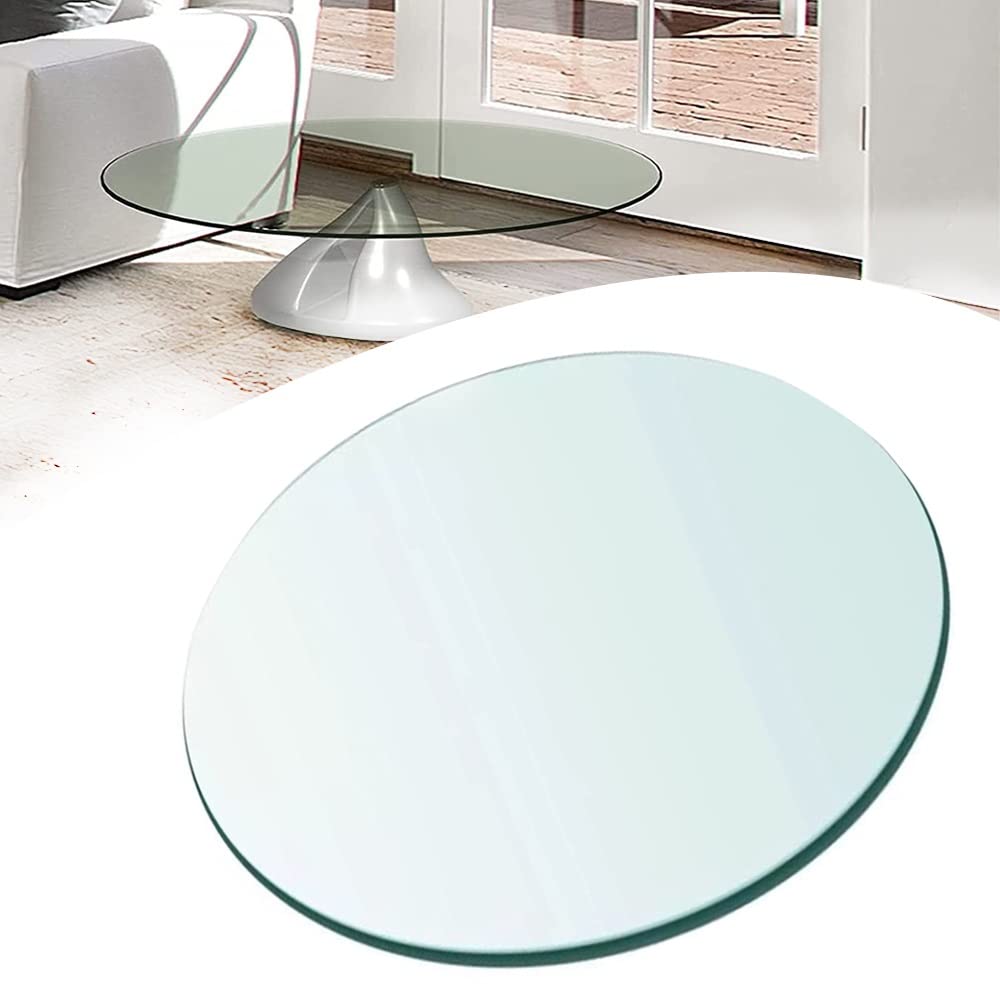EMISOO Table Top Tempered Glass - Round Glass Table Top Replacement 15in 20in 24in 28in 32in 36in 40in Clear Glass Table Top Coffee Table Glass Cover, 9mm Thick (Size : Ø68cm/27in)