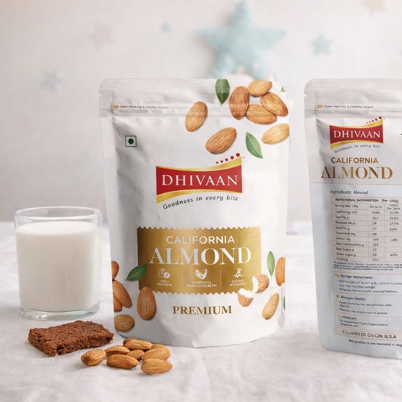 Image of Dhivaan Premium California Almond 250GM |100% Natural Badam Giri | High Protein, Supports Muscle Health, Energy Boosting