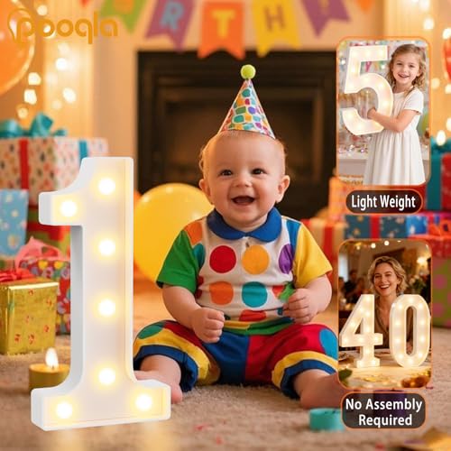 Image of Pooqla 30th Birthday Decorations for Her Him, Large 12.6 in Tall Light Up Numbers for Party Decorations Table Decor, Big Marquee Numbers 30th Birthday Gift for Women Men Wedding Anniversary Decor