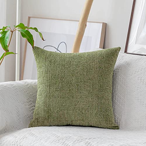 Home Brilliant Green Pillow Covers 18x18 for Garden Super Soft Chenille Cushion Case for Couch Car Chair, 45 x 45 cm, Fresh Grass Green