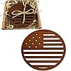 Independence Day Wood Coasters Set This USA Gift Include 4pcs Carved American Flag Wooden Coasters for Drinks Great Patriotic Home Decorations