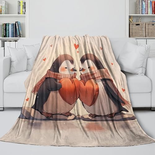 Couverture pingouin 3D en microfibre plaid 150x200cm doux