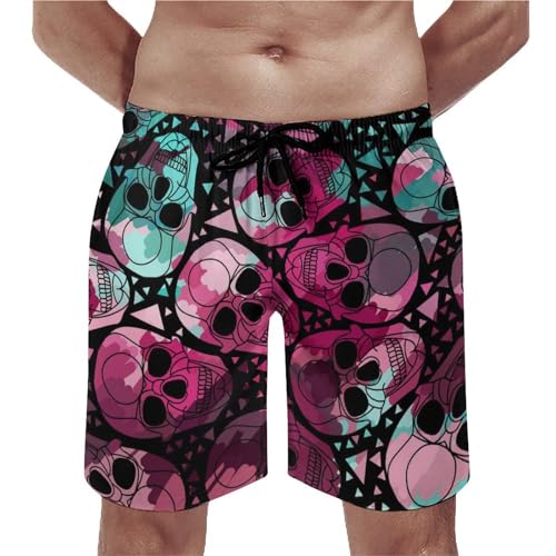 Maillot de bain séchage rapide homme motif crâne violet short de plage