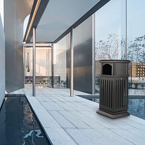 FURNITLEG 8.8 Gallon Outdoor Trash Can Large Garbage Container with Locking Lid and Top Tray Waste Recycle Bin Black Galvanized Sheet Enclosure for Commercial Zone Restaurant Industrial Yard - Thumbnail 4