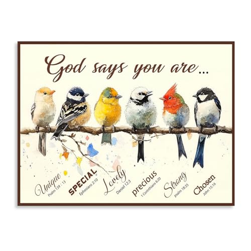 Dazzlewall Bible Verse Motivational Wall Art Print, Inspirational Quote Birds Wall Decor for Living Room Bathroom Home Decorations, 16×12 in Unframed