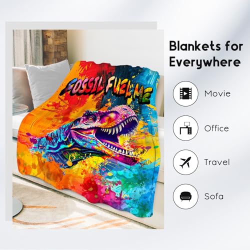 Boys Blanket - Dinosaur Blankets Gifts for Toddler Kids - 40x50 Inches Soft Flannel Throw for Office Sofa