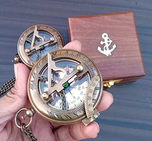 Brújula de Bolsillo Náutica Vintage de Latón Antigua con Caja de Regalo Orca INTERNATIONAL CO miniatura 3