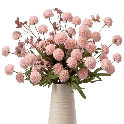 ENALGRE 8PCS Pink Fake Flowers Artificial Chrysanthemum Faux Mums Matching