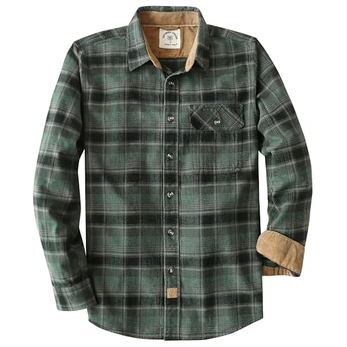 Dubinik Mens Flannel Shirts Long Sleeve Flannel Shirt for Men Casual Button Down Brushed 100% Cotton Shirt