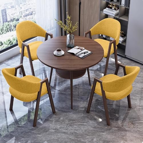 Juego de mesa de conferencias pequeña con sillas, mesa de comedor redonda para reuniones de oficina, diseño simple de doble capa, ideal para negocios y salas de reuniones pequeñas