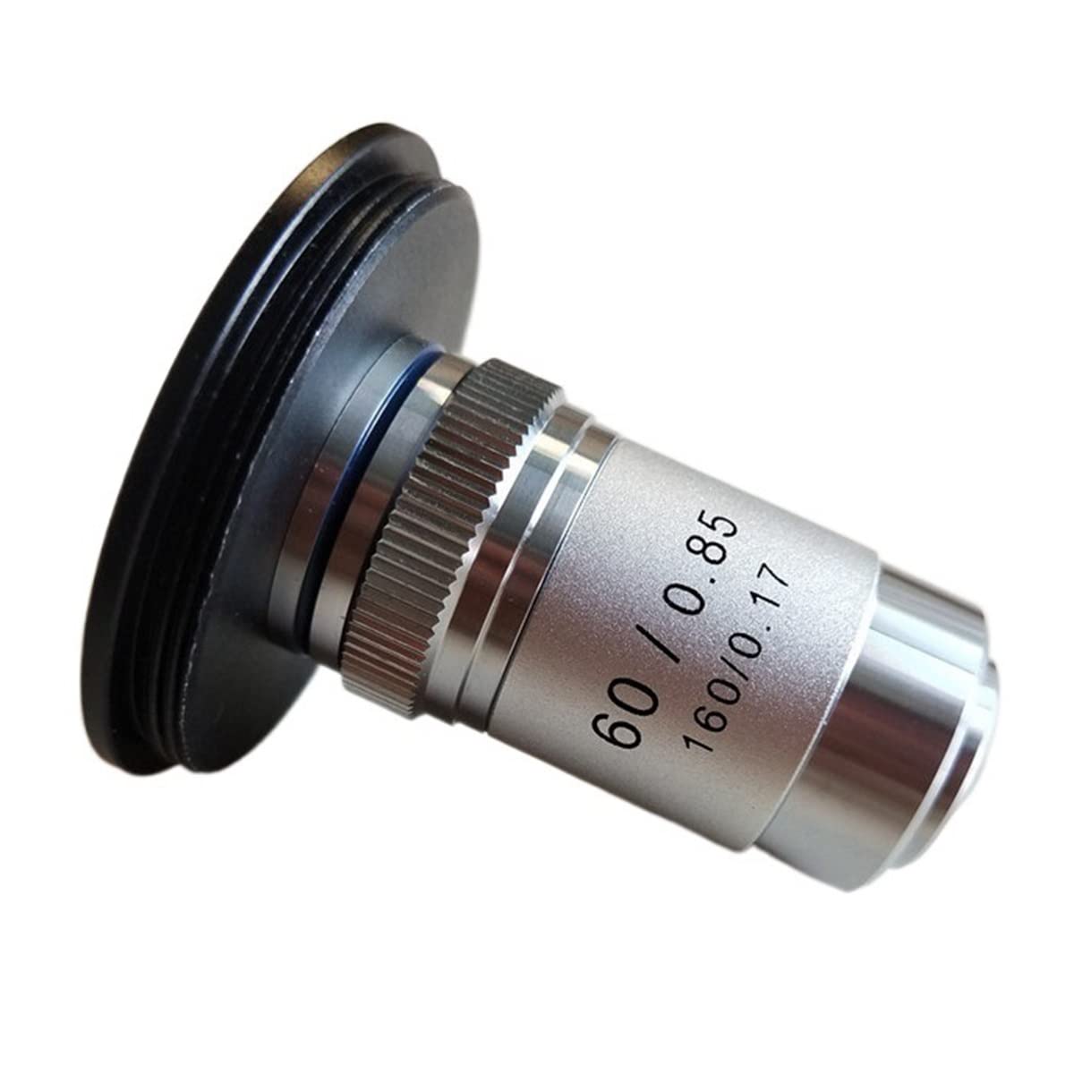 Accessoires pour microscopes de laboratoire M42 à RMS Support de bague d'adaptateur en aluminium sur l'appareil photo numérique avec 4x 100x Objectif achromatique objectif 20,2 mm(Ring and 60x lens)