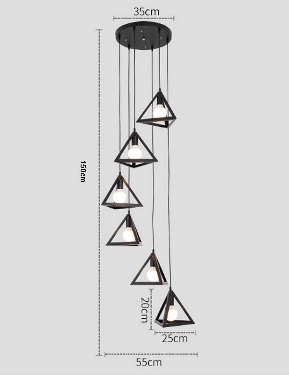LYMSXAZOU Duplex Staircase Spiral Chandelier Retro Industrial Style Nordic Creative Living Room Long Restaurant Ceiling Lights Hotel Villa Pendant Light Modern Minimalist Made in China