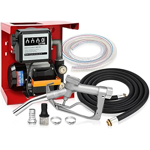 110V 550W Electric Oil Diesel Fuel Oil Transfer Pump W/Meter + 13ft Fuel Dispensing Hose+6.56ft Suction Hose Cover
