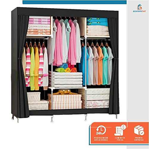 Guarda Roupa Dobrável Organizador Armário para Organizar Roupas (Preto)