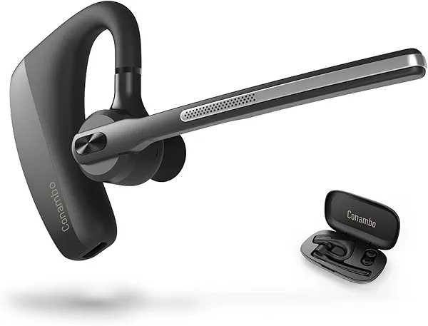 Conambo 2025 Upgraded K18 Bluetooth Headset V5.1 Wireless Headset with Dual Mic Noise Canceling& Mute, 16Hrs Talk time Single Ear Bluetooth Earpiece for iPhone Android Cell Phone Trucker Office Work