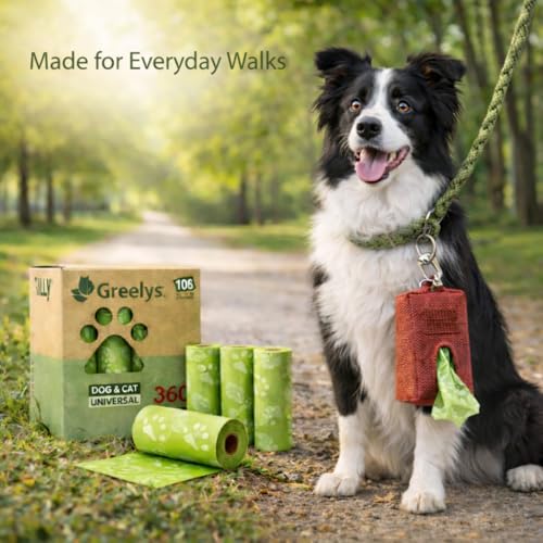 Image of Dog Poop Bags 360 Count - Strong Leak-Proof, Easy Tear, Eco Friendly Biodegradable Waste Bags for Dogs & Cats, Unscented