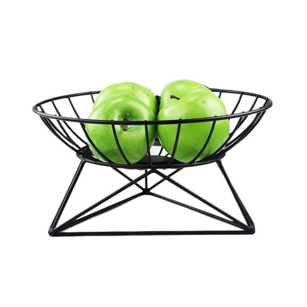HLHLOP777 Fruit Bowl Metal Fruit Basket Chrome Finish Wire Bowl Storage Fruit Basket(Black)