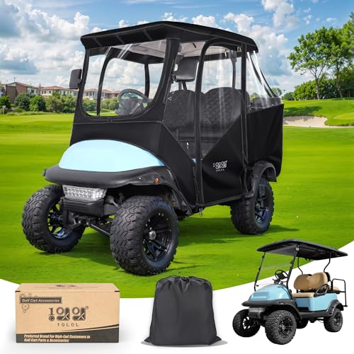10L0L Upgrade 4 Passengers Golf Cart Enclosure For Club Car Precedent &Amp;Tempo - Short Roof Deluxe 600D Enhanced Waterproof Windproof Transparent Golf Cart Driving Rain Cover With 4 Heavy Duty Zippers
