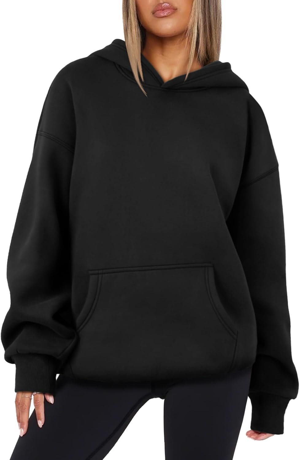 ATHMILE Womens Oversized Hoodies Fleece Sweatshirts Long Sleeve Sweaters Pullover Fall Clothes with Pocket Small Black