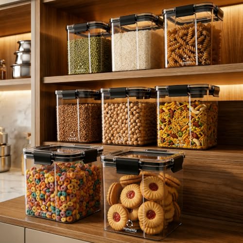 Image of HomeWiz Airtight Kitchen Storage Box 700ml x8 | Containers For Kitchen Storage Set | Food Grade BPA-Free Kitchen Containers Set With 2 Side Clip-Lock | Stackable, For Pantry and Fridge Storage