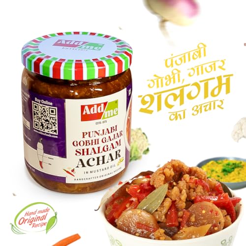 Image of Add me Mix sweet Pickle of Gobhi Gajar Shalgam Achar 600 gm Punjabi Home Made Mixed Pickles of Carrot, Turnip & Cauliflower with Garlic and Onion