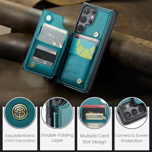 Vinich for Samsung Galaxy S25 Ultra Wallet Case with Card Holder, RFID Blocking Credit Slots Kickstand Shockproof Phone Cover Fit for Galaxy S25 Ultra 6.9" Bluish Green by Vinich - Used condition - Image 9