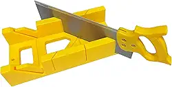 Conjunto de caixa de esquadria e serra para madeira, gesso – caixa de esquadria com cortes angulares de 45° e 90° – Serra manual precisa com guia de corte de armazenamento – ideal para projetos de