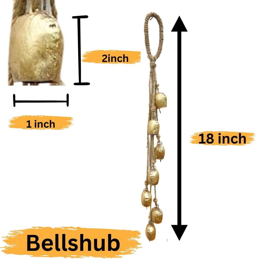 Bellshub Rustic Vintage 7-Bell Cluster Handmade 2" Metal Harmony Bells – 18" Hanging Length | Farmhouse Wall Décor, Wind Chime, Lucky Charm Bells for Home, Porch, Garden & Christmas Decorations - Image 7