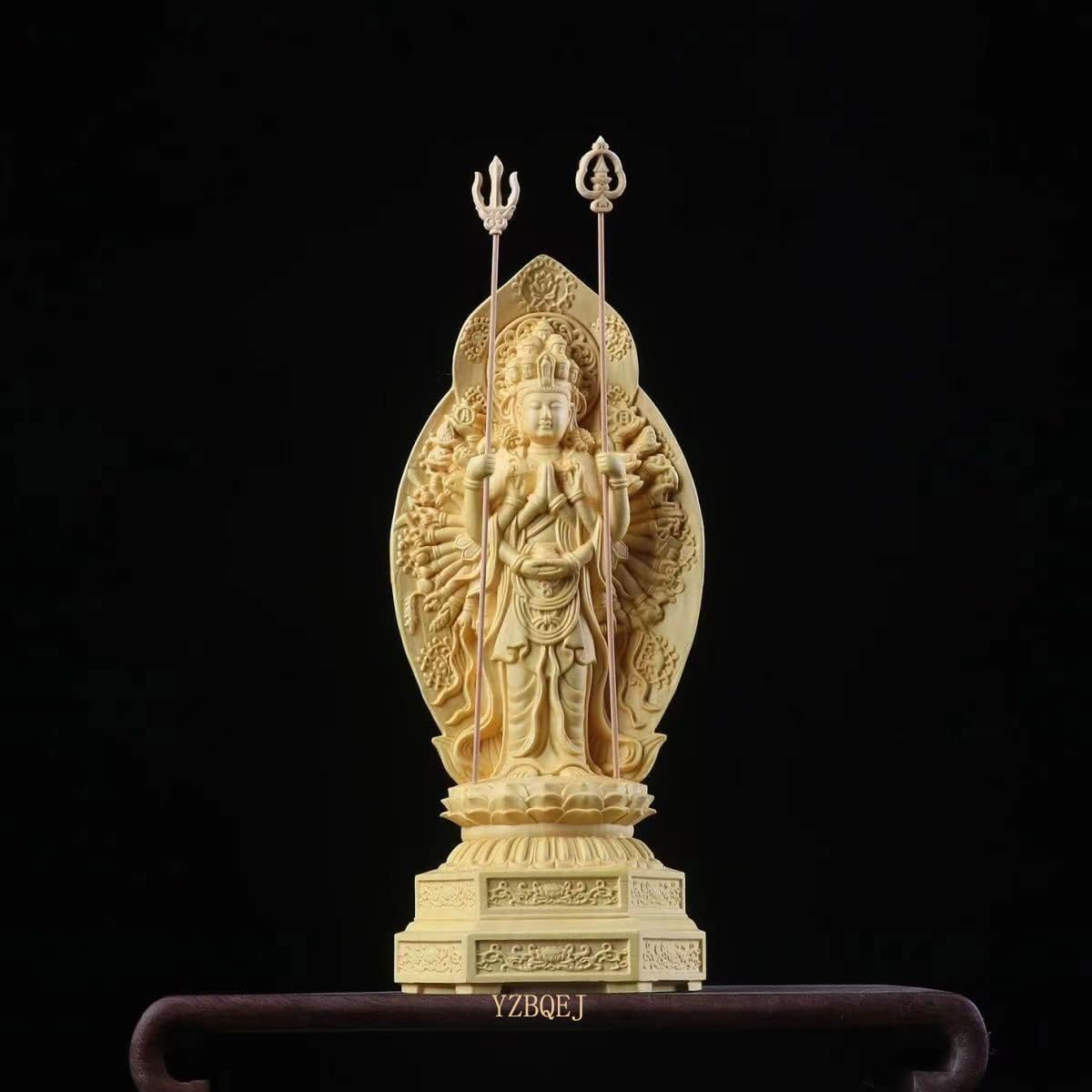 千手観音菩薩 大型仏像※総高約43cm・守護神 木彫り 桧木 観世音菩薩