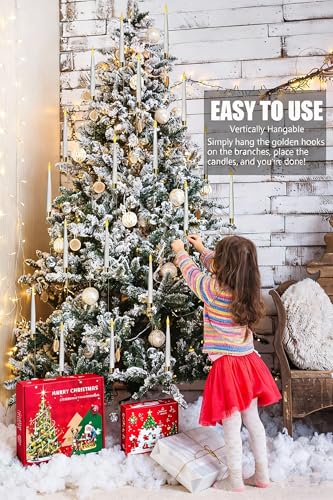 Image of Christmas Tree Candles, 12 Pack Flameless Taper Candles for Christmas Tree Decor, Battery Operated with Remote Flickering LED Candles with Clear Crystal Ball Gold Hook for Xmas Gift Wedding Home Decor