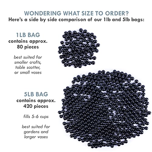 Galashield Black Marbles For Vases | Glass Marbles Bulk Vase Fillers | Glass Beads For Vases, Round Marble 5Lb, (Approx. 400 Pcs) #TOP5