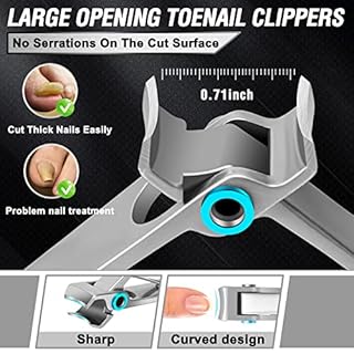 Toenail Clippers for Seniors Thick Toenails, Aucurwen Heavy Duty Toe Nail Clippers Adult Thick Nails Long Handle, Large Toenail Clippers for Thick Nails 7Pcs