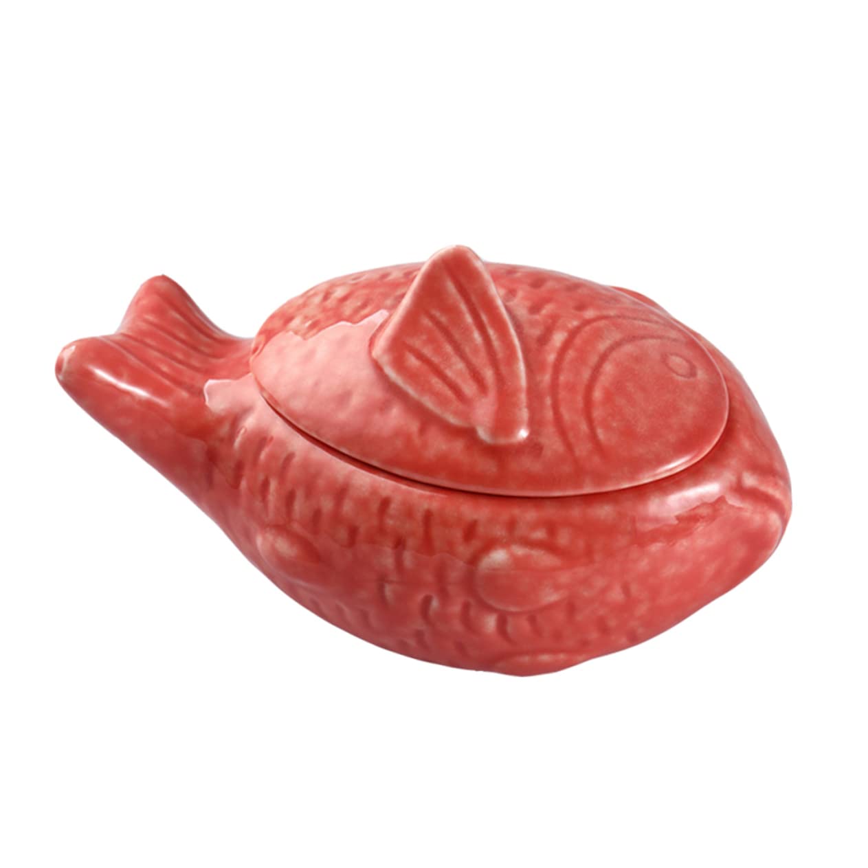 MAGICLULU Keramik Spülmaschinenfest und Leicht zu Reinigen Saucenschale in Fischförmigem Design mit Deckel Japanischer Stil für Restaurant und Zuhause