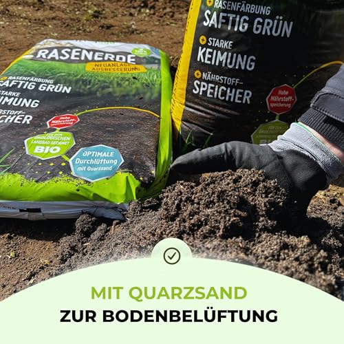 Rasenerde Terrauno mit Sand, 40 Liter für Rasenpflege und Bodenausbesserung