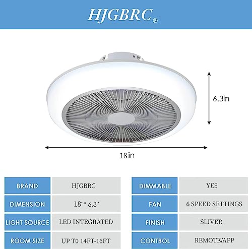 HJGBRC Bladeless Ceiling Fan,Ceiling Fan with Lights Remote Control,18\" Ceiling Fans with Lights with 3 Level Wind Speed,Enclosed Ceiling Fan with 3 Color,Low Profile Ceiling Fan with Light Black - Thumbnail 5
