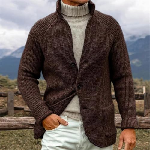 Men's Vintage Style Stand Collar Knitted Cardigan Sweater Buttoned Fall Winter Casual Outerwear3