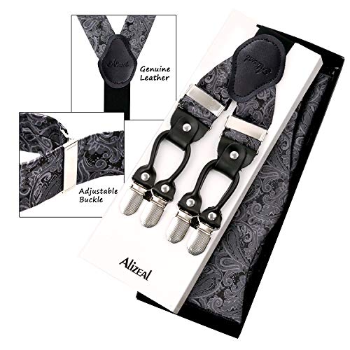 Alizeal Paisley Suspenders and Bow Tie for Men with Pocket Square Set - Image 8
