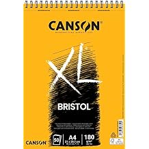 CANSON XL Bristol 180gsm A4 Paper, Very Smooth, Spiral Pad Short Side, 50 Extra White Sheets, Ideal for Professional Artists & Illustrators