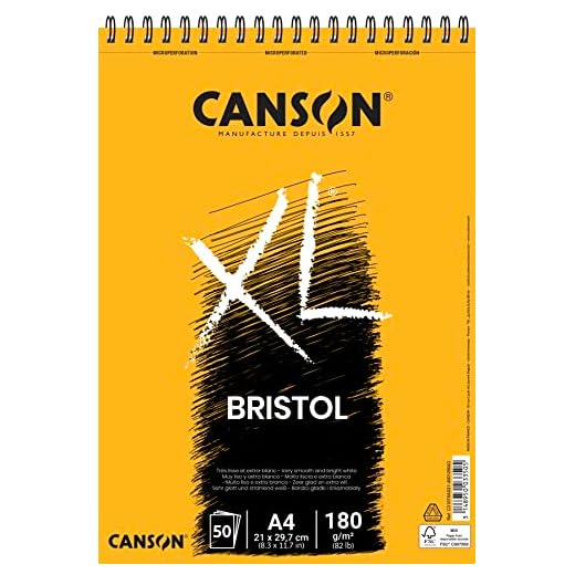 Canson Álbum Espiral 21x29,7 50H XL Bristol Extraliso 180g, Blanco, A4