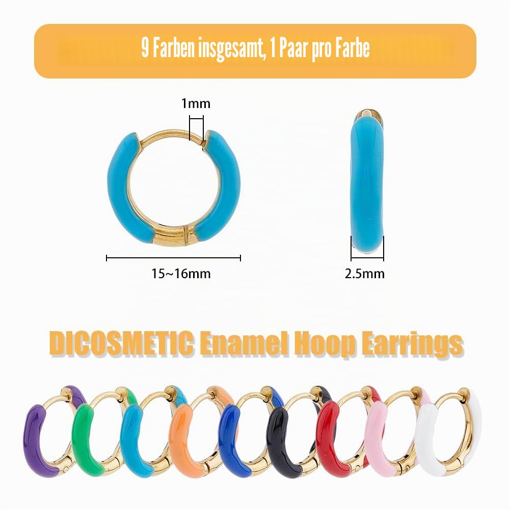 DICOSMETIC Emaille Creolen Edelstahl Huggie Creolen Böhmen Emaillierte Kleine Mini Runde Kreis Charm Statement Ohrring Für Frauen Mädchen Schmuck