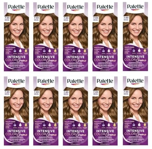 Coloration cheveux nougat scintillant Palette 7-65 pour un éclat salon à la maison en lot de 10