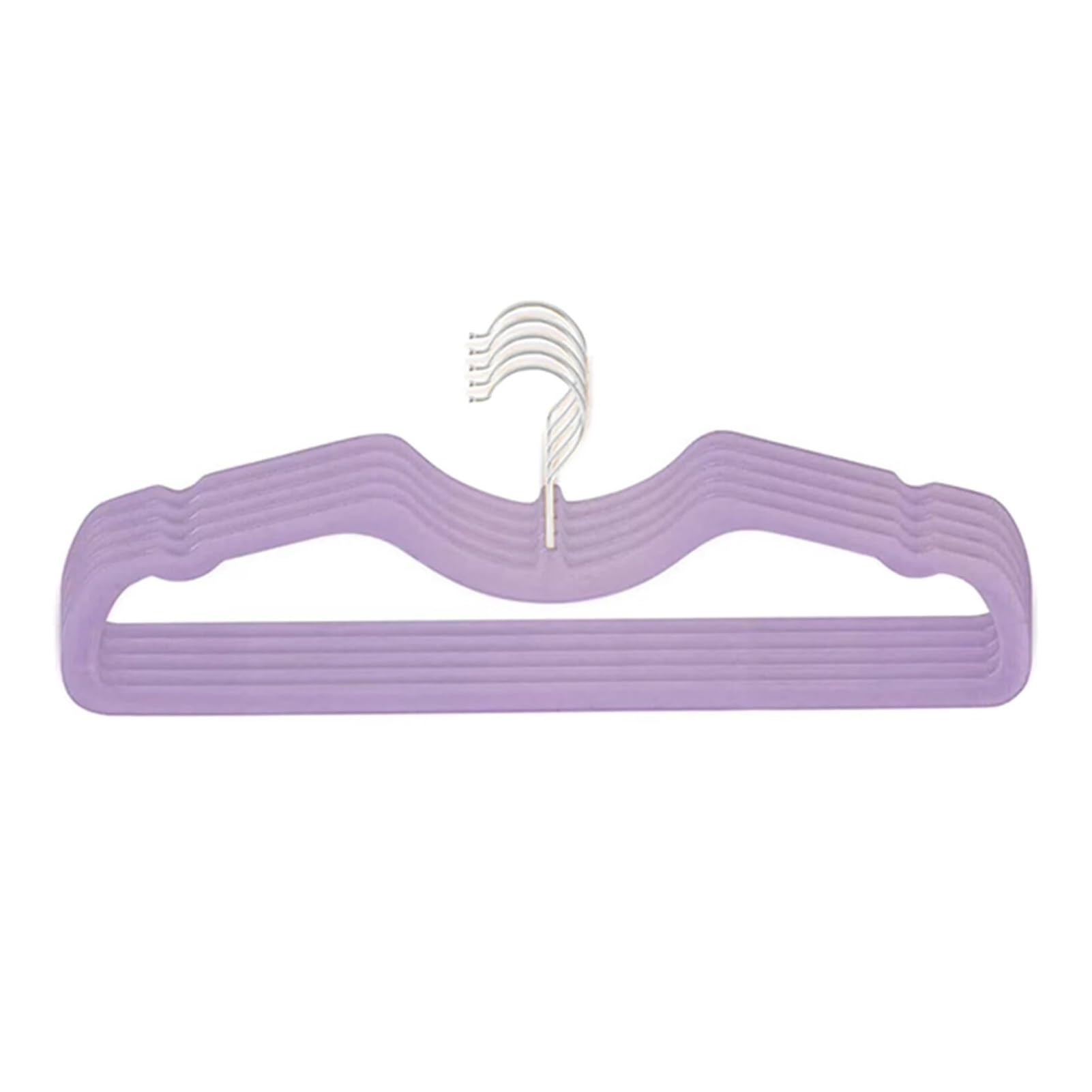Velvet Hangers 5pcs Velvet Hanger Flocking Hangers Short Neck Design No trace Anti-slip Shirt Jacket Coat Storage Racks(Light purple)